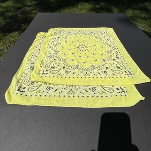 2 Vintage Yellow Cotton Bandanas